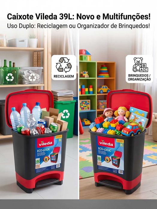 Caixote de Lixo / Ecoponto Vileda Eco-Logic 39L (Novo)