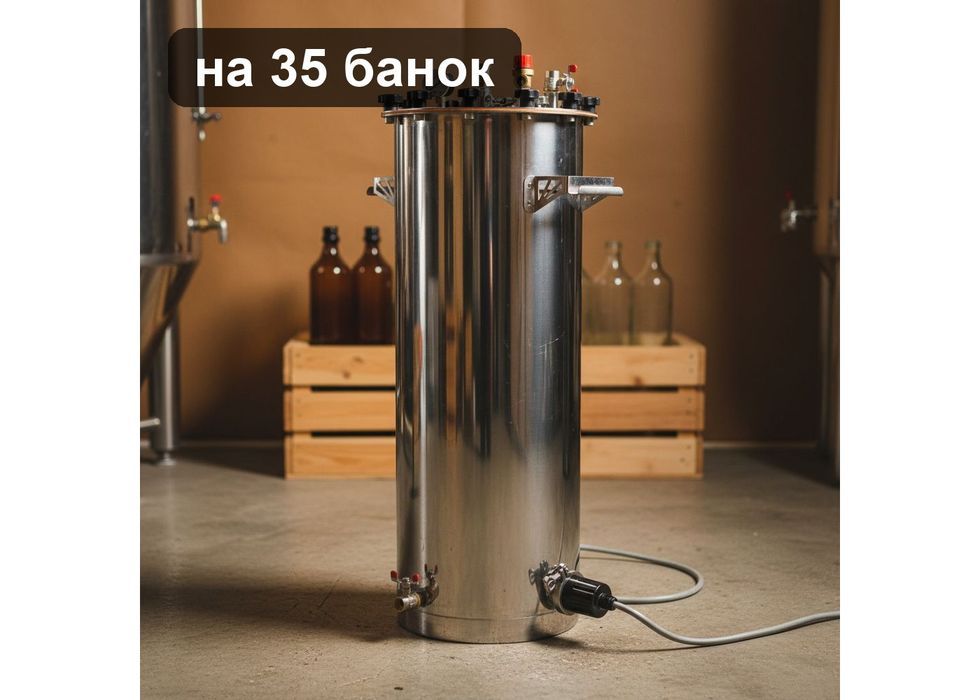 Автоклав електричний на 35 банок з ТЕН 3 кВт і регулятором потужності, манометр, для консервування — Смакуй