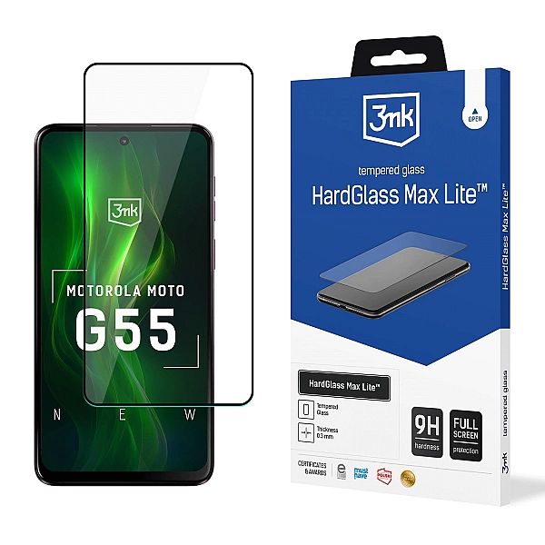 Szkło hartowane 3mk HardGlass Max Lite Black na Motorola Moto G55/5G