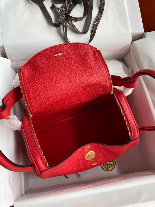 Hermes Lindy 26 cm Czerwona torba