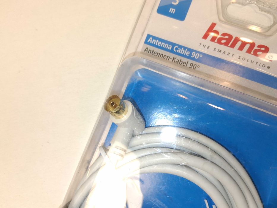 N122 Kabel Antenowy Hama 3m Wtyk Gniazdo 90 Stopni PotrójneEkranowanie