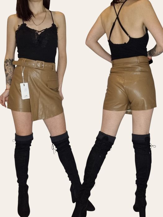 Karmelowe ala skorzane nowe spódnico spodenki rozmiar M 38