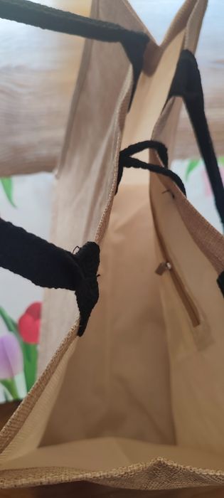 Lniana , podręczna torba dla młodej mamy