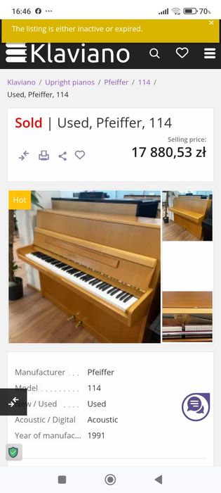 Pianino pfeiffer 114 renner niemiecki steinway okazja