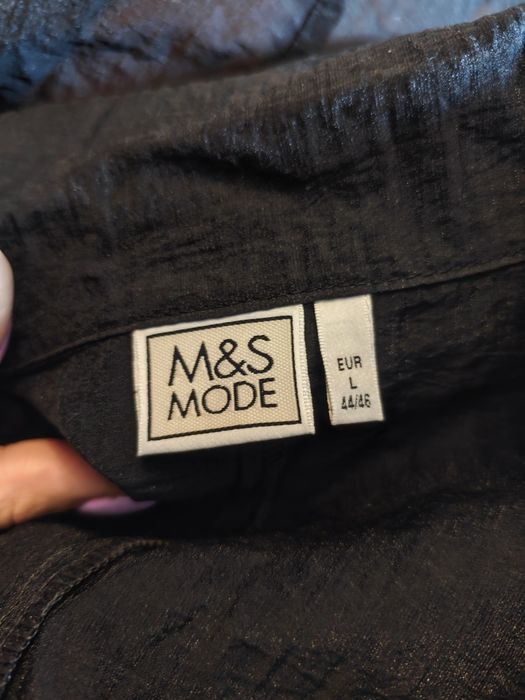 Długa czarna koszula prześwitująca transparentna M&S mode L lekka plażowe sukienka