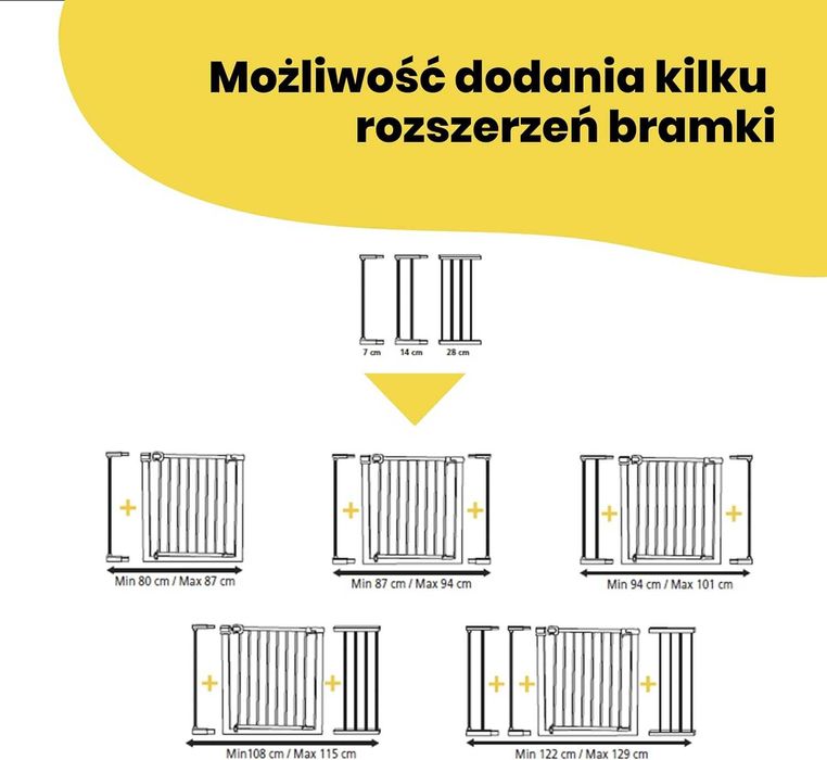 Safety 1ST rozszerzenia bramki 7 cm szary