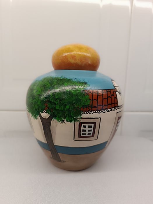 Pote Barro. Pintado à mão. 19 cm. Novo