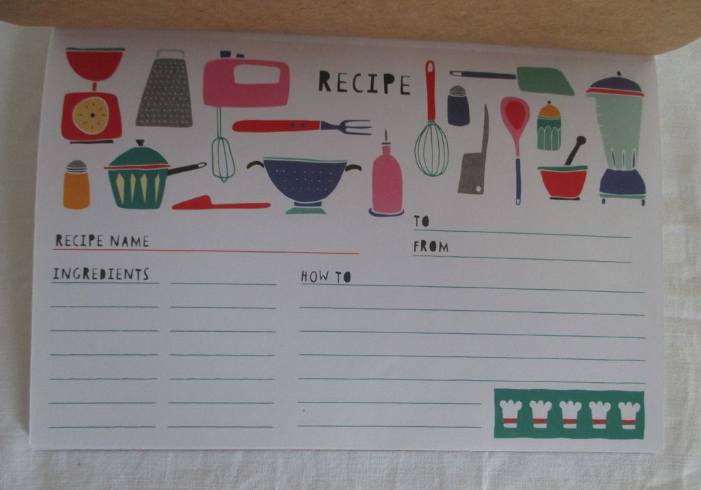 Livro / Bloco para Registar Receitas de Culinária