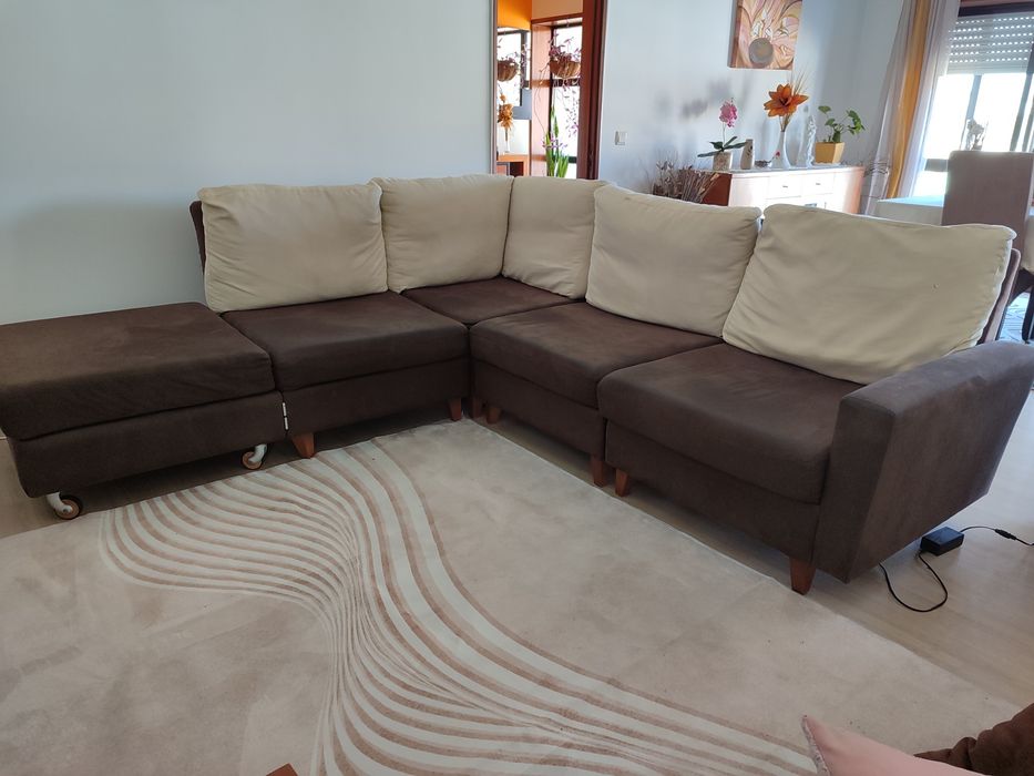 Sofá chaise longe castanho