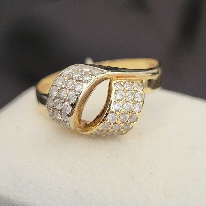 złoty pierścionek z cyrkoniami pr 585