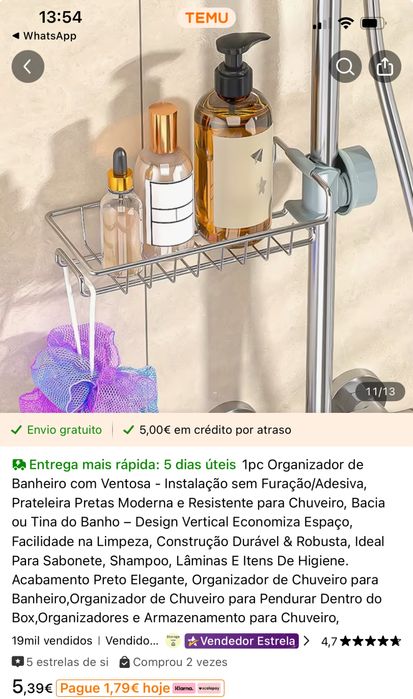 Ducha intima preta, quente e frio, monocomando.