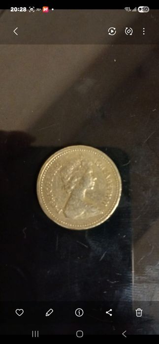 Moeda raríssima de One Pound Rainha Elizabeth ll,1983