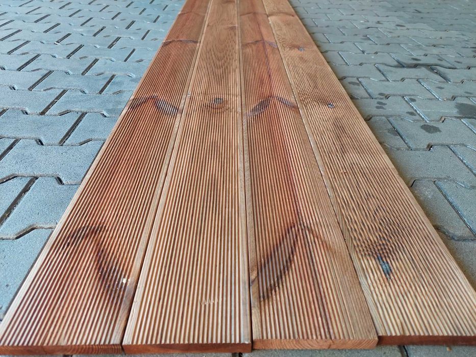 PROMOCJA! Deska tarasowa modrzew ryfel lub gładka 27/45 x 145