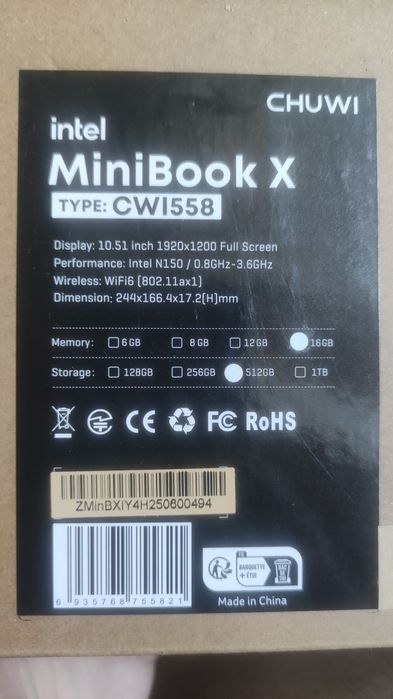Ноутбук MiniBook X 2025 Gray - 10 дюймов -N150/16Гб/512Гб 0,92кг НОВЫЙ