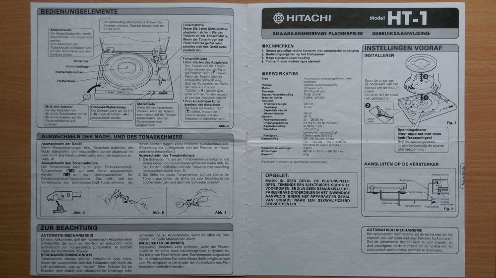 Hitachi HT-1 -оригинальная инструкция , руководство по эксплуатации.