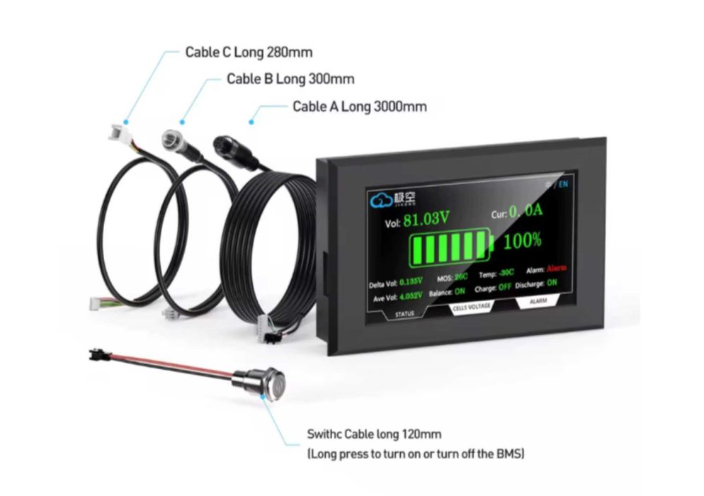 Smart BMS JIKONG Дисплей 4.3" для з сенсорним управлінням Lifepo4