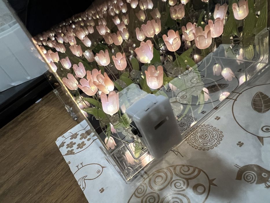 Ночник Светильник Лампа - Тюльпаны в коробке Куб. Нічник Світильник