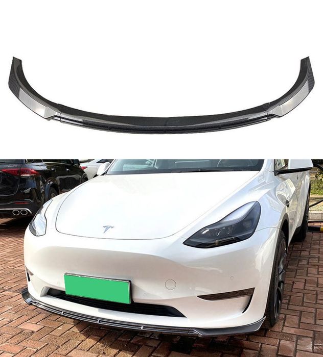 Губа на передний бампер Tesla model Y 3 сплитер обвес накладка на бампер тесла модел у 3 юбка