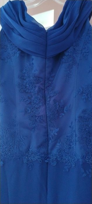 Nowa długa, wizytowa chabrowa suknia L/Xl 40/42