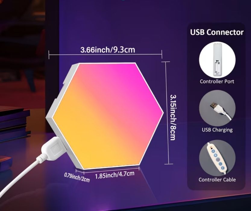 Zestaw 12 kolorowych lamp LED do konfiguracji na ścianie