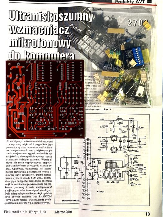 Przedwzmacniacz mikrofonowy Analog Devices SSM2019 kit AVT 2703