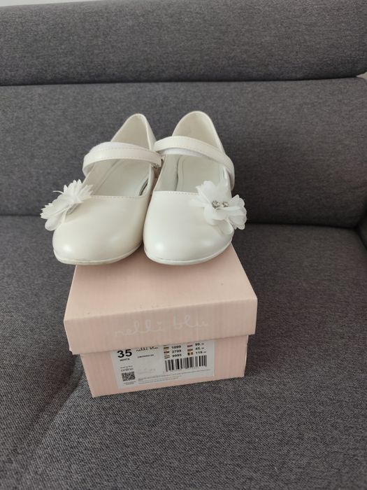Baletki białe, buty komunijne 35
