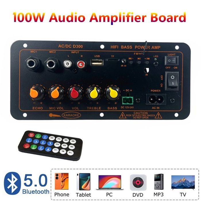 Amplificador de Áudio 100W com Bluetooth 5.0