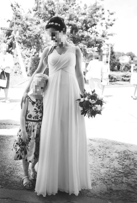 suknia ślubna styl grecki szyfonowa Swarovski rozm. 36 ecru