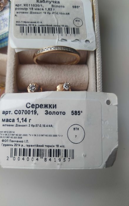 Золоті прикраси каблучка