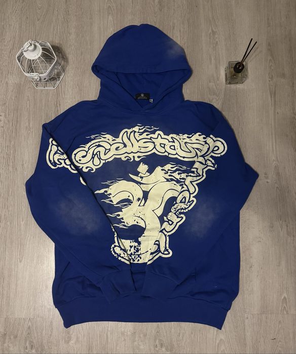 Hellstar blue zip hoodie хеллстар синяя худи дрип