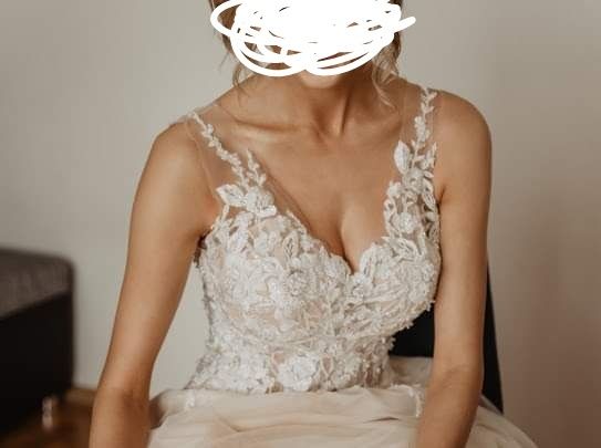 Suknia ślubna rozmiar 32-34 + koło+ etola, XS xxs