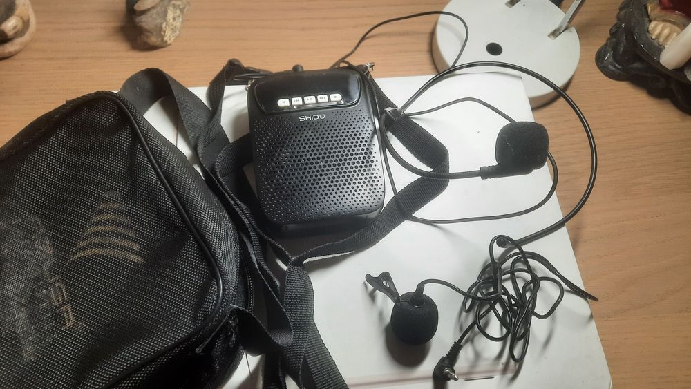 Amplificador de voz shidu c/2 microfones