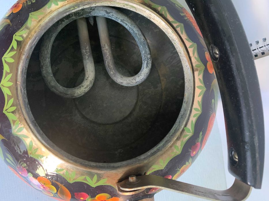 Електричний чайник,радянських часів, металевий з розписом