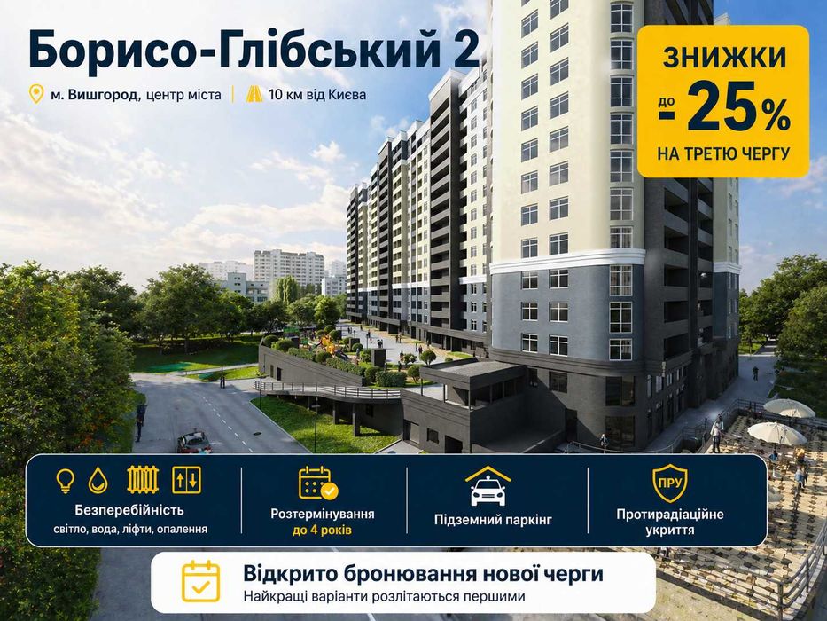ЖК Борисо-Глібський 2! Старт продажів нової секції №3. Розтермінування до 4х років!