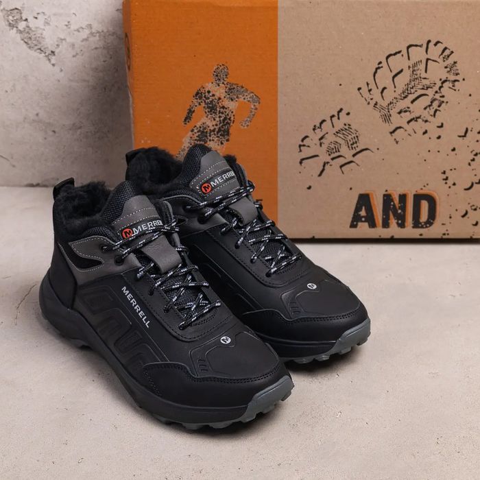 Черные зимние кроссовки Merrell кожаные ботинки