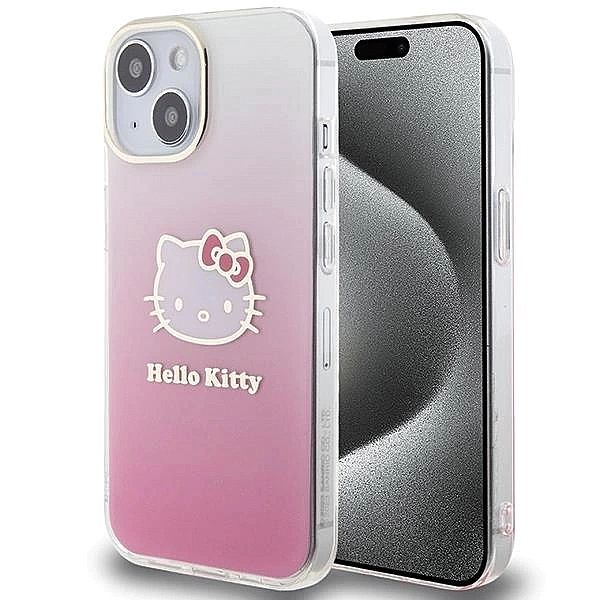 Etui Hello Kitty IML Gradient Electrop Kitty Head na iPhone 15 - różow