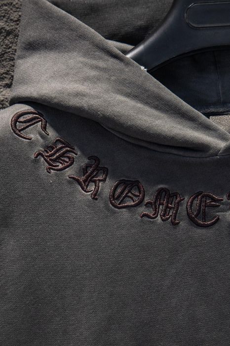 CHROME HEARTS худи унисекс мужское серое с крестом кофта с капюшоном