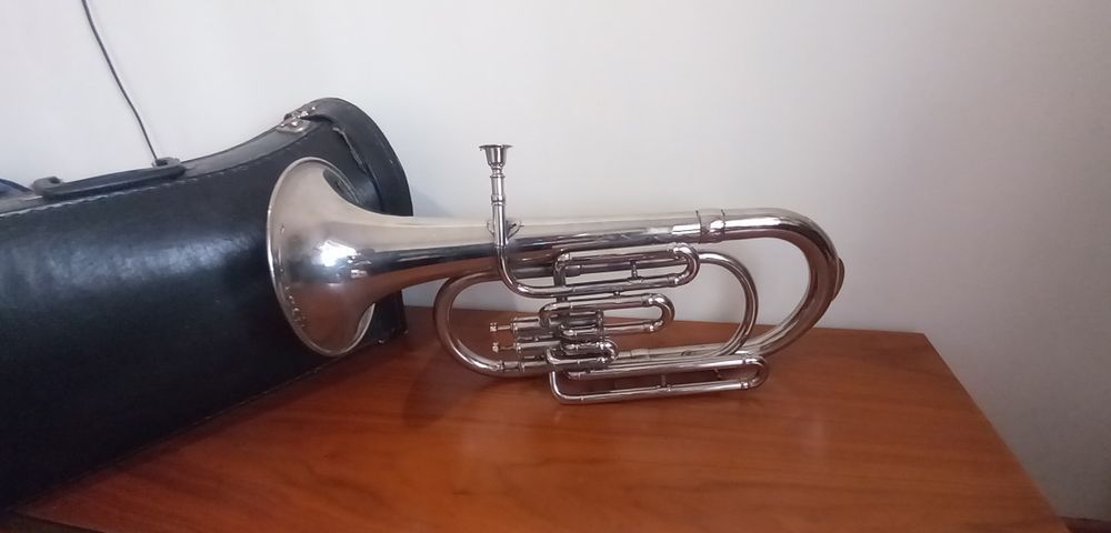 Eufónio / Bombardino antigo com mala de transporte vintage