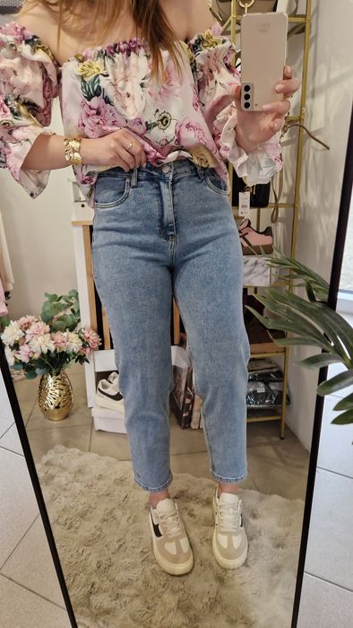 Dżinsy mom fit jeans wiosna Varlesca chicaca S M L