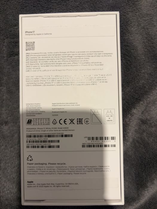 Apple iphone 17 512GB White