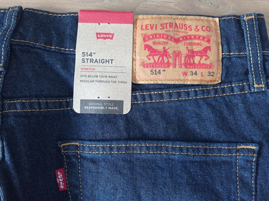 Oryginalne spodnie jeansowe Levi's Strauss 514 Straight nowe 1/3 ceny!