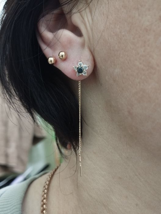 Золотые сережечки протяжки 1.11 грамма