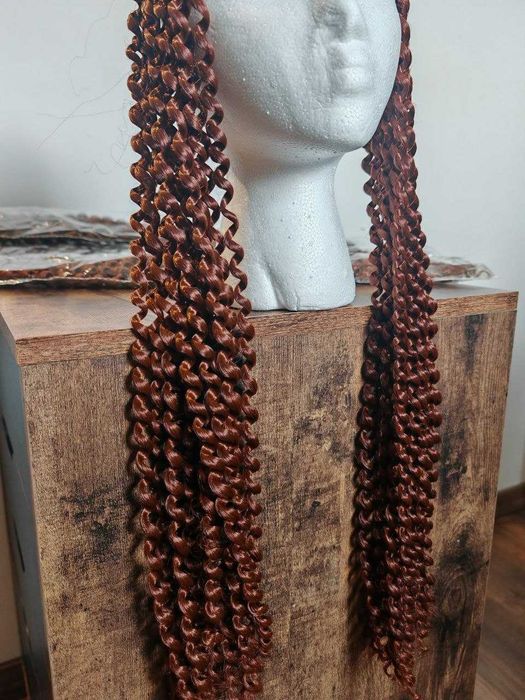 Włosy Syntetyczne LOKI Water Wave 60cm Miedziany Rudy - Zestaw 6 paczek