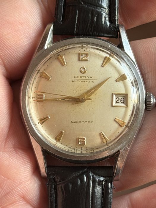 Certina Automatic Calendar, duzy 37/45mm, w stali, lata 50te, piękny stan, sprawny