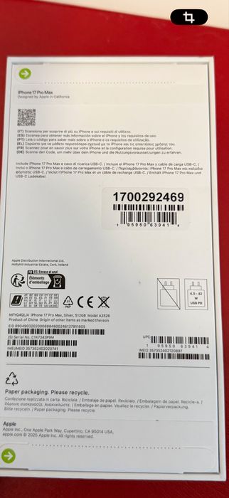 Iphone 17 pro Max Branco  256gb selado !