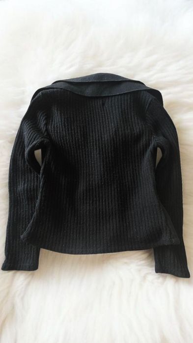 Cache Cache Francuski Spektakularny Ciepły Sweter Żakiet z Falbaną