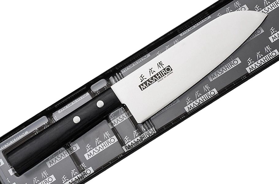 Nóż Masahiro Sankei Santoku 165mm czarny [35841]