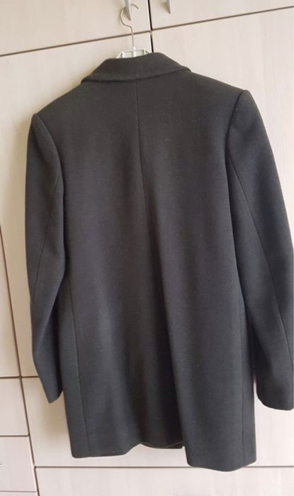 Płaszcz wełniany wełna 100% dwurzędowy grafitowy krótki