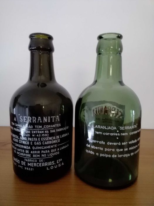 2 Garrafas de Refrigerante, Pirogravadas, Tipo Pote: Laranjada Serranita - Lousã