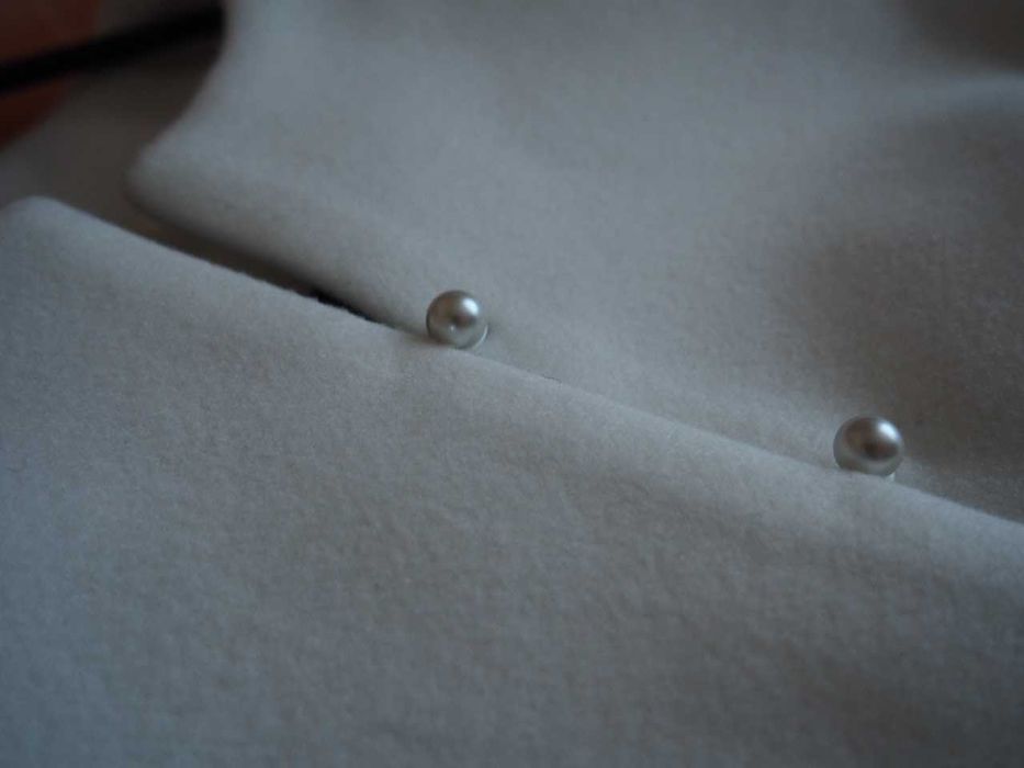 płaszcz ślubny ivory wełna i kaszmir perły S 36 M Artpodium studio